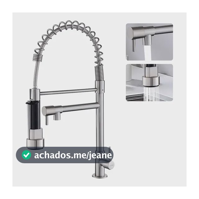 Torneira Cozinha Gourmet Bancada Flexível Luxo Para Cuba Pia Inox 304 Fria Cor Escovado Prateado Winda