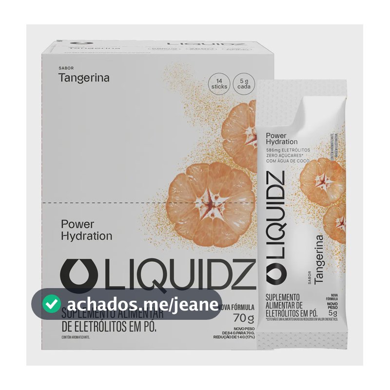 LIQUIDZ® - Eletrólitos Zero Açúcares - Sabor Tangerina - Kit 1 Caixa - 14 sachês