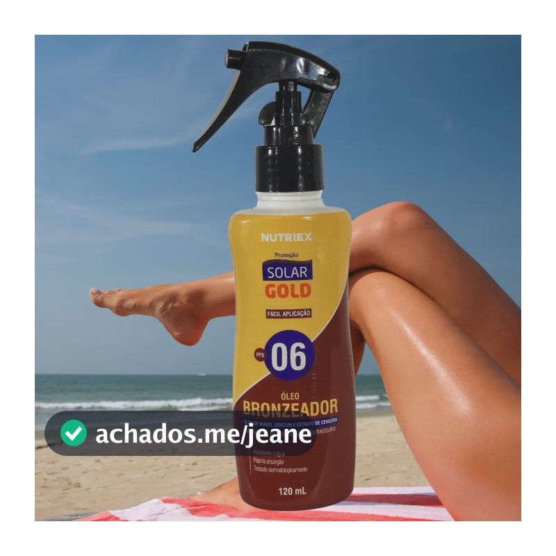 Óleo Bronzeador Solar Gold FPS 06 com Urucum Cenoura Buriti 120ml