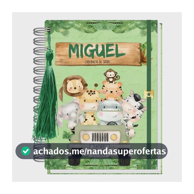 Caderneta De Vacinação Safari Personalizada Capa Dura