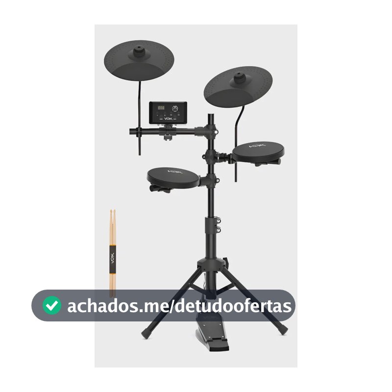 Bateria Eletrônica Voik SYNC-200 Nitro Core 4 Peças 56 Sons 15 Kits Silenciosa Compacta Para Iniciantes Com Pedal + Baqueta E-DRUM Series Cor Preto Bivolt 110v/220v