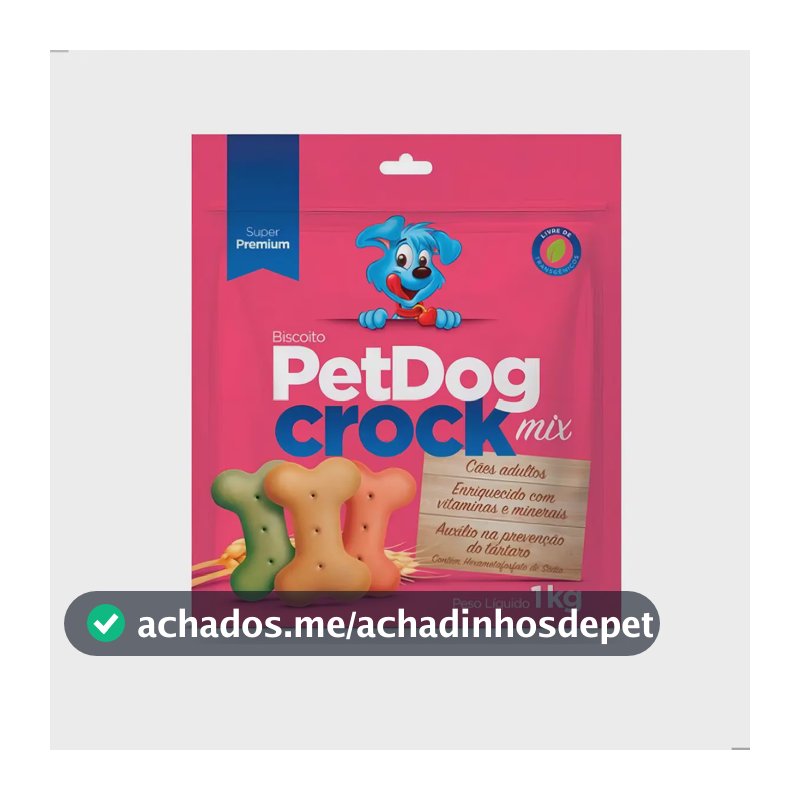 Biscoito Petisco Para Cães PetDog Crock Mix 1kg