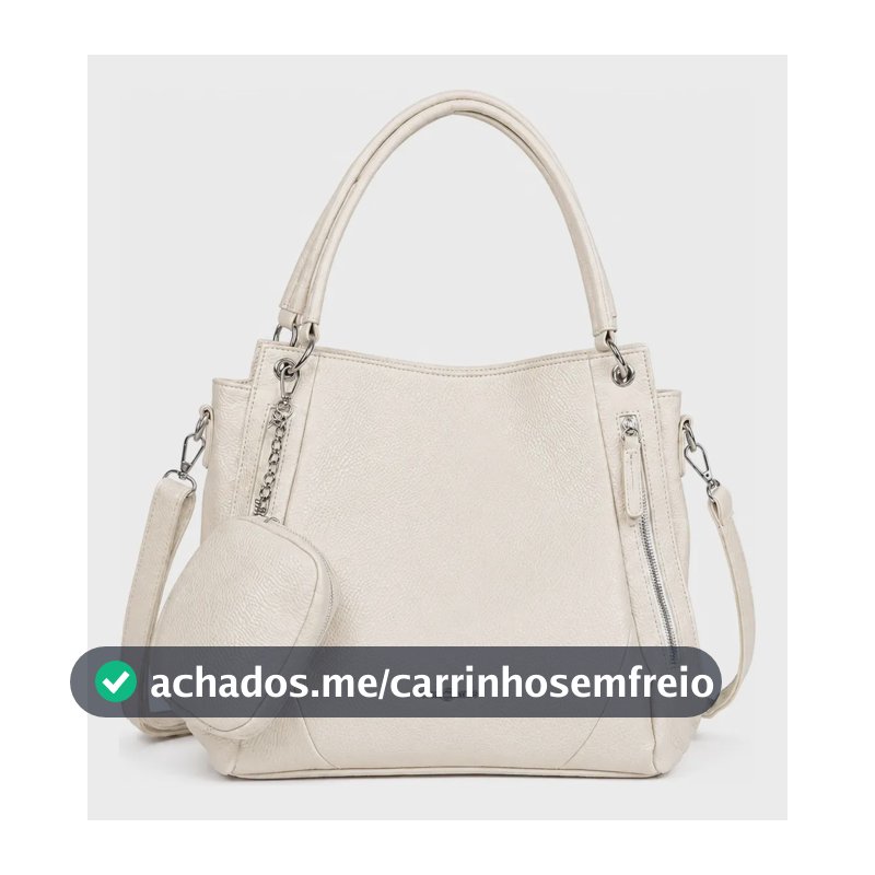 Bolsa Tiracolo Feminina Grande Bege em Couro PU, Estilo Elegante, com Alça Ajustável, Fechamento em Zíper e Múltiplos Co