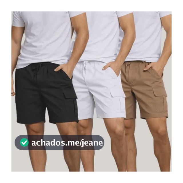 Kit 3 Short Cargo Sarja Bermuda Premium Masculina Streetwear