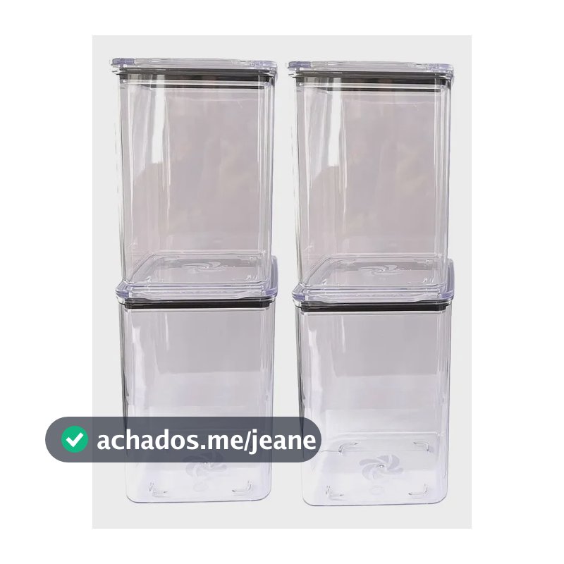 Kit 4 Potes Hermético 1,1 Litro Armazenar Alimento Organizar