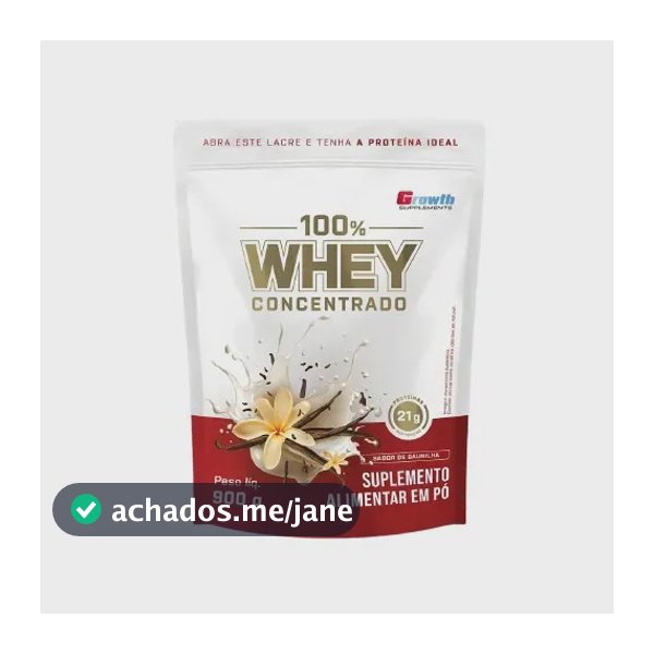 100% Whey Concentrado 900g Growth Supplements Baunilha