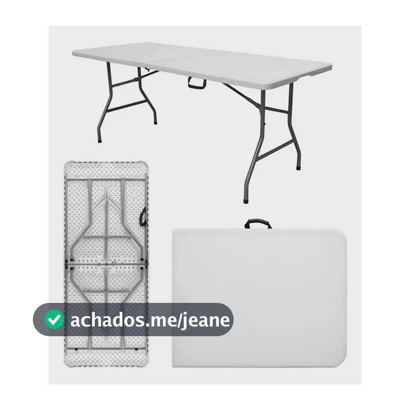 Mesa Dobrável Vira Maleta Com Alça Portátil 1.80m Para Camping Pesca Jardim Área Externa Ou Interna Salão De Festas Gourmet Cor BrancoLuvinco