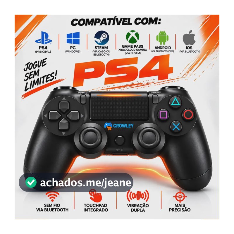 Controle Sem Fio Bluetooth Ps4 Videogame Tv Smart Gamer Celular DualShock Joystick Manete - Crowley