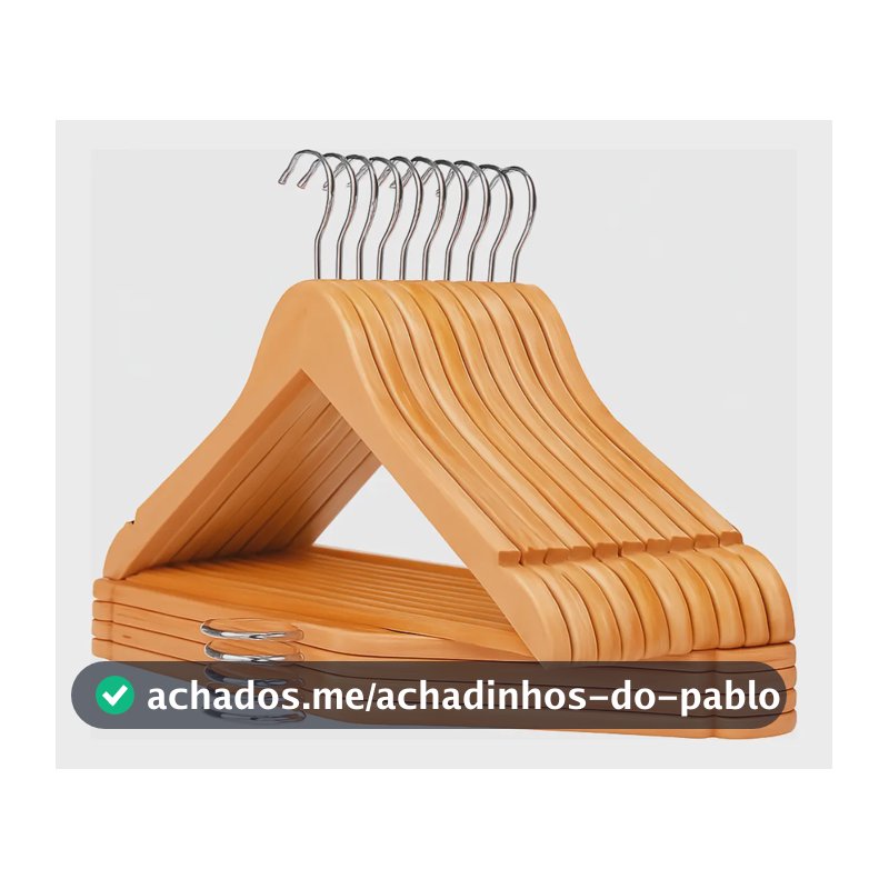 Kit 10 Cabide De Madeira Marfin Organizador Roupas Closet Marfin