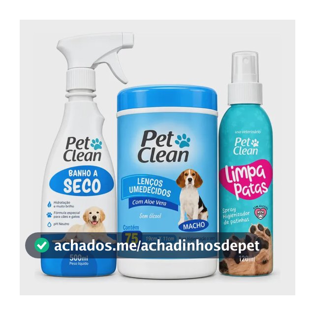 Kit Banho A Seco Pet Clean Sem Enxágue + Lenço + Limpa Patas