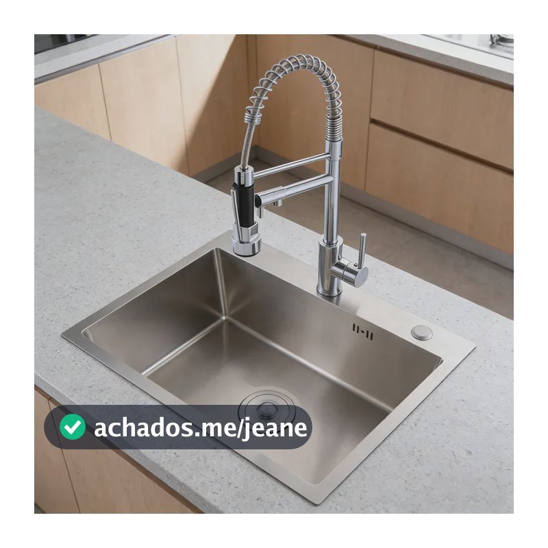 Cuba Gourmet Cozinha Inox com Torneira Monocomando 360° 2 Jatos, Cestinha Escorredora, Válvula, Sifão e Dispenser para Pia de Cozinha WINDA