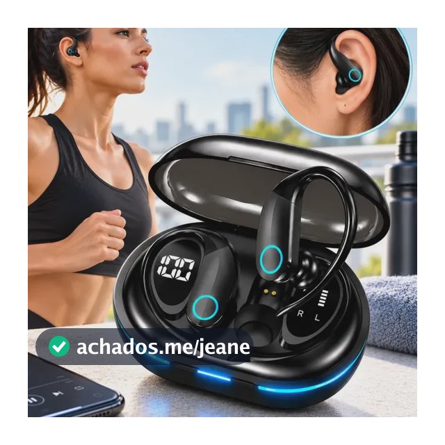 Fone De Ouvido Bluetooth Sem Fio Wireless Tws Anti-ruído Tipo Gancho Esportivo Academia Bike Ciclismo Corrida Compatível iPhone Samsumg Xiaomi Motorola Preto