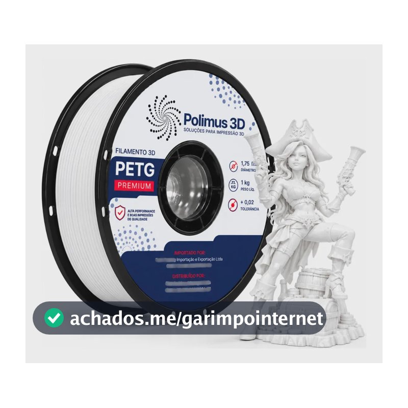 Filamento De Impressora 3D PETG Cor BRANCO 1kg Polimus 3D Brilho Premium Para Imprimir Peças 3D Impressão 3D Modelagem Miniaturas Enfeites e Projetos