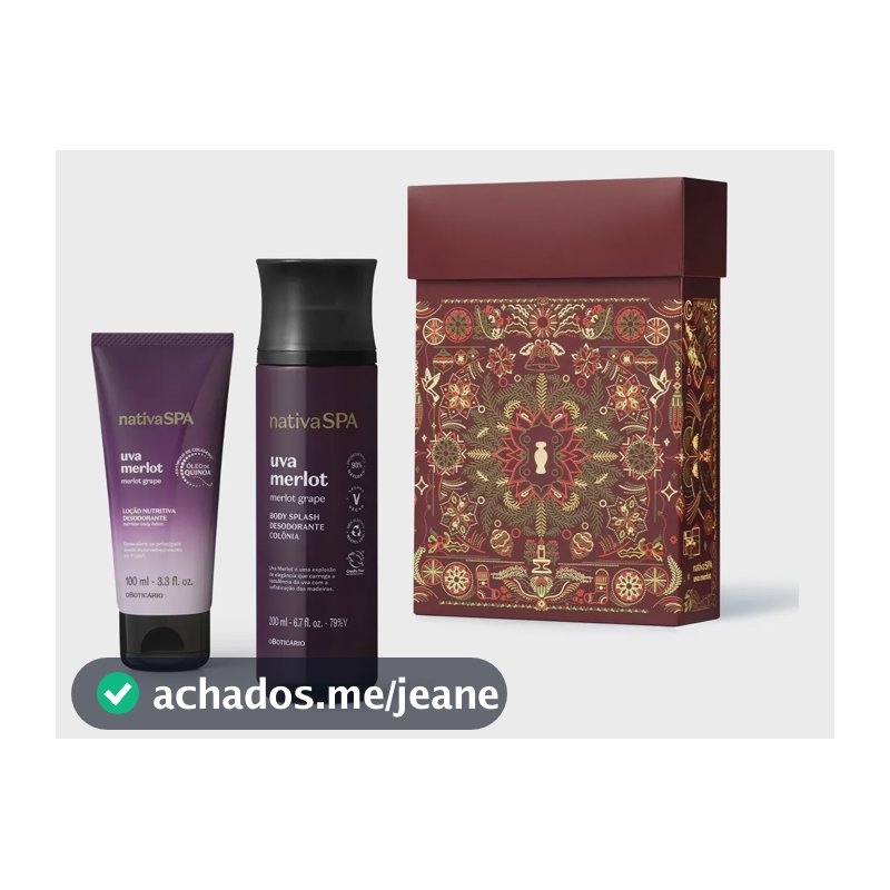 Kit  Nativa Spa Uva Merlot Body Splash 200ml E Loção 100ml