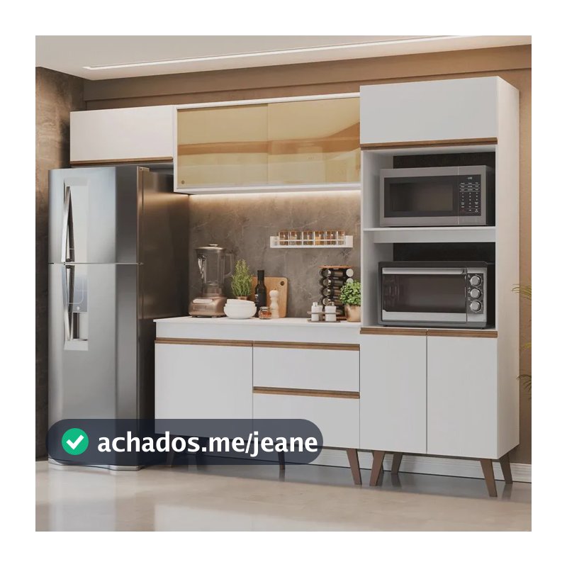 Armário De Cozinha Completa 260 Cm Branco Pieta Madesa Branco