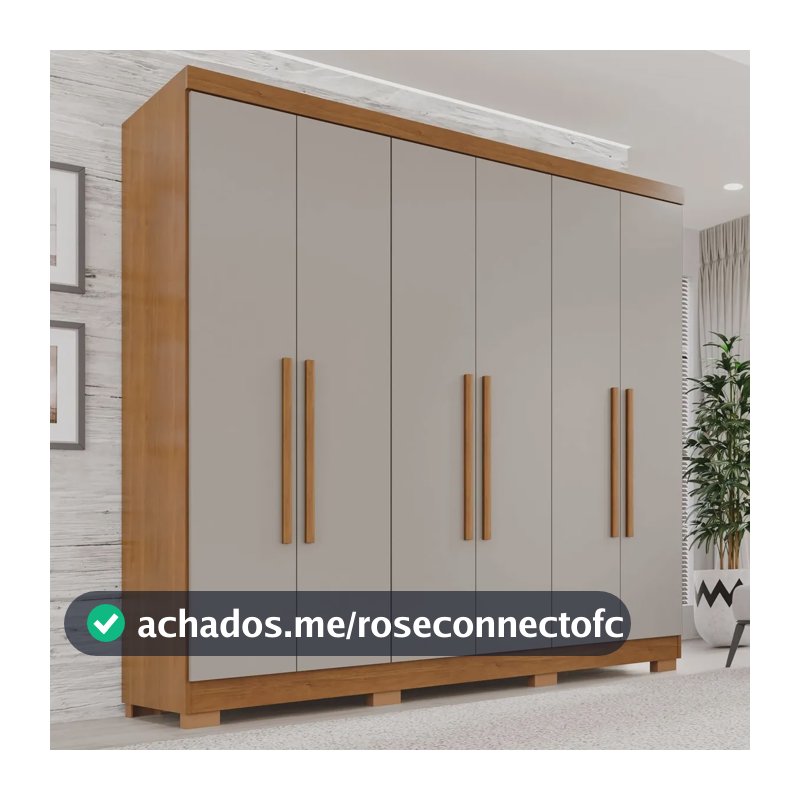 Guarda-roupa Casal 6 Portas 2 Gavetas França Espresso Móveis cor cinamomo off-white