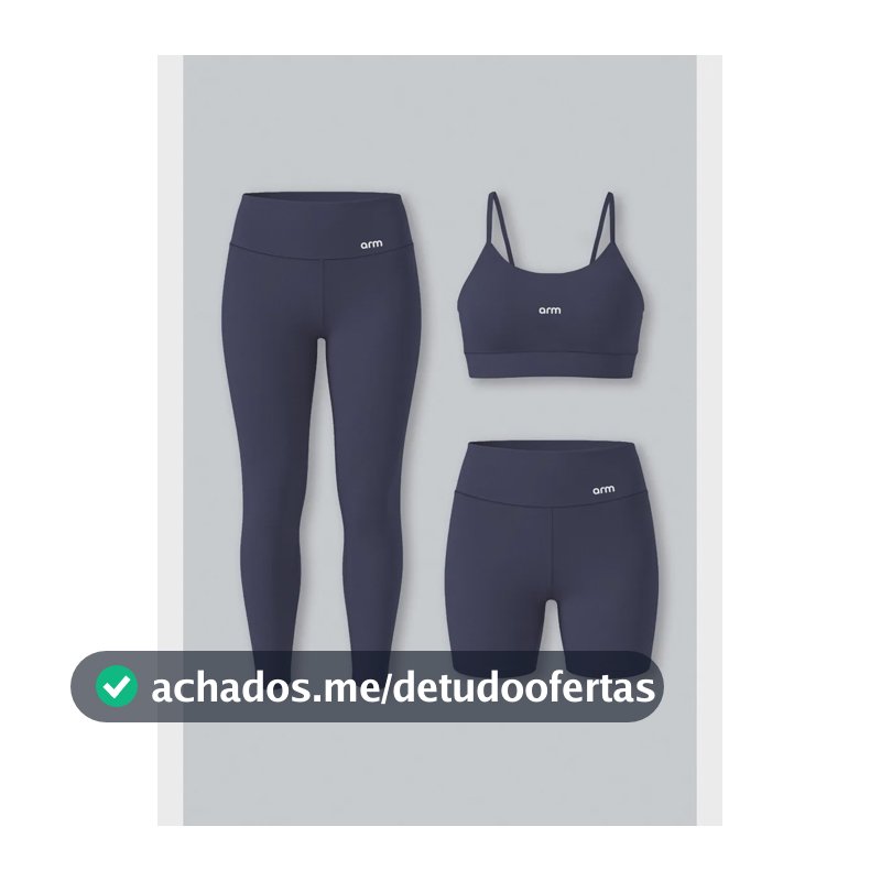 Kit Conjunto Fitness Legging E Short Powerslim + Top Alça Marinho Liso M - M
