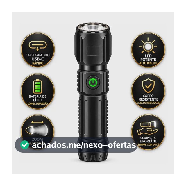 Lanterna Tática Militar Trabalho Camping Recarregável Com Zoom Profissional Led Potente Forte Prova De Água Personalized View