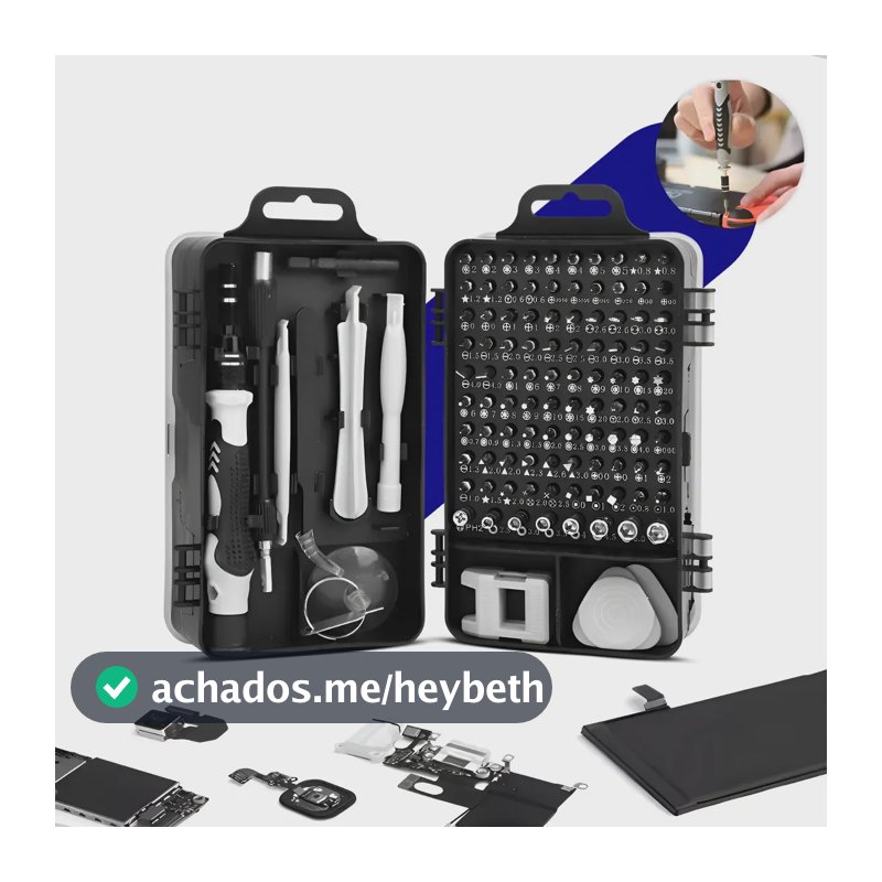 Kit Chave Precisão Profissional 115 Peças Magnético Manutenção Celular Notebook Jogo Compacta Multiuso iPhone Computador Vídeo Game Tablet Philips FendaTorx Y Nixzen