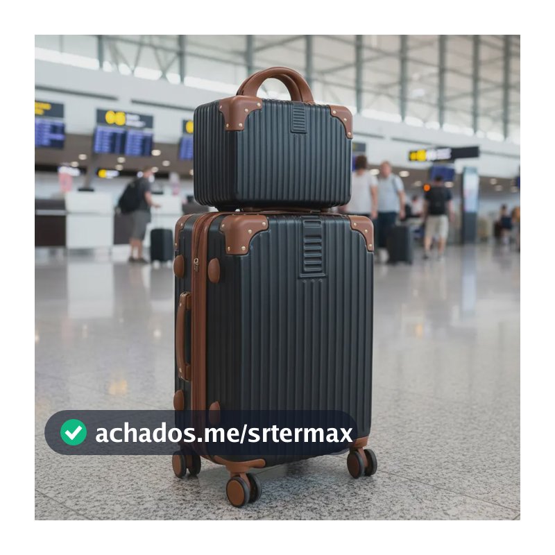 Mala De 10kg Bordo De Mão Bloguerinha Com Frasqueira Viaggio Preto Com Bege Listras