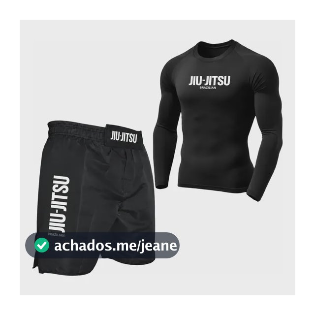 Kit Jiu Jitsu Rash Guard Manga Longa Short Treino Jiu-jítsu