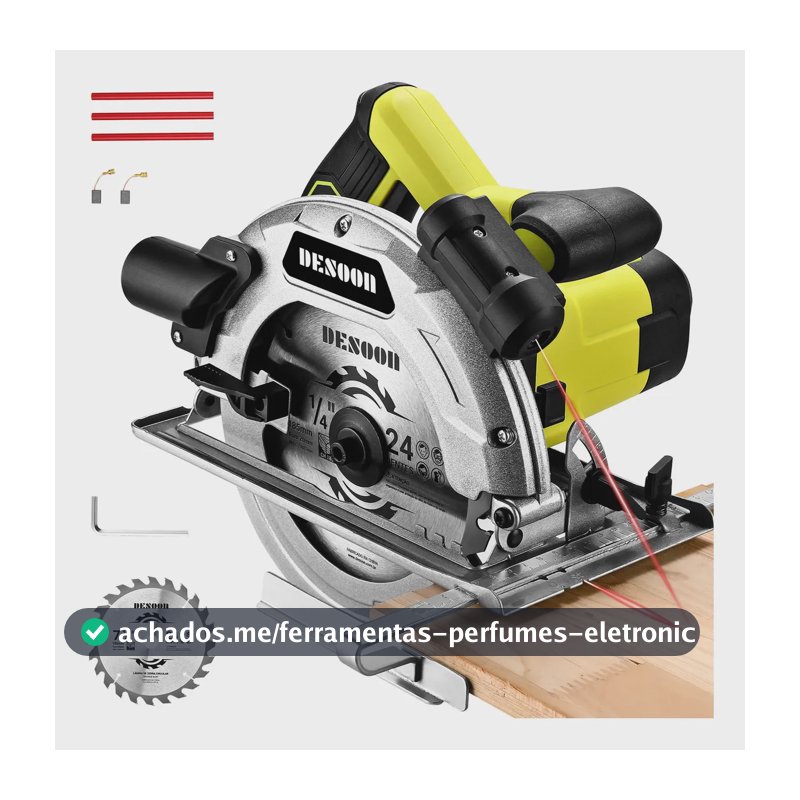 Serra Circular Profissional 1800w Motor Cobre Puro 185mm Base De Aço Com Laser E Disco 24 Dentes Corte Desoon