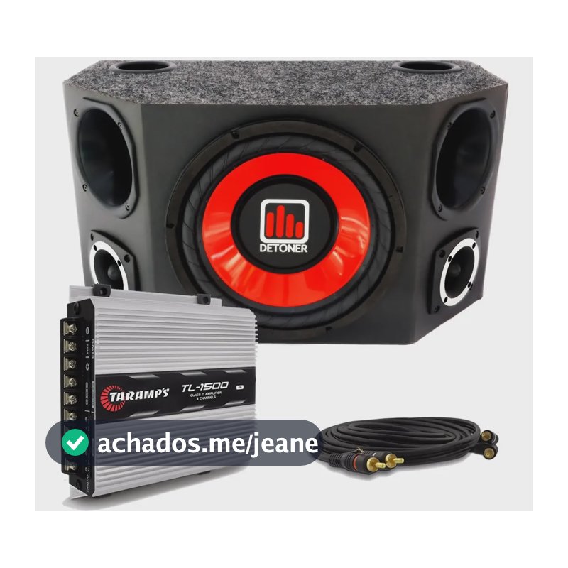 Caixa Trio Som De Carro 12 Pol Completa + Taramps Tl 1500