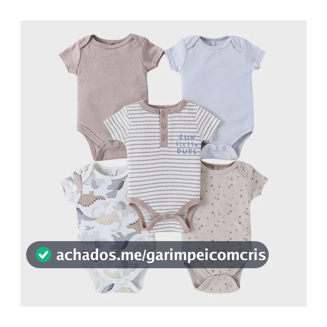 Kit 5 Bodies Bebê Algodão Canelado Carrinhos Marrom-claro 3m