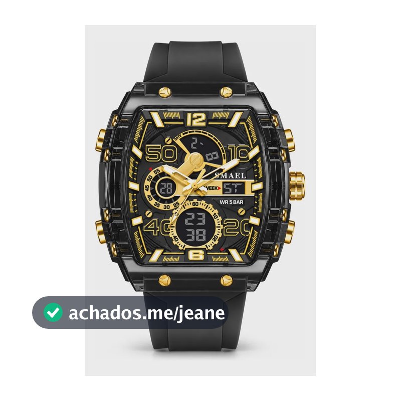 Relógio Masculino Smael 8109 Analógico Digital Com Caixa Preto Dourado