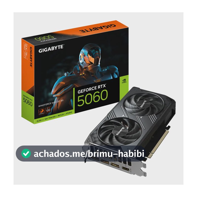 Placa De Vídeo Gigabyte Rtx 5060 Windforce Max Oc 8gb Gddr7