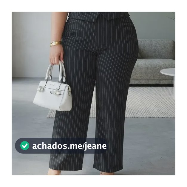 Conjunto Colete Calça Alfaiataria  Risca De Giz Plus Size
