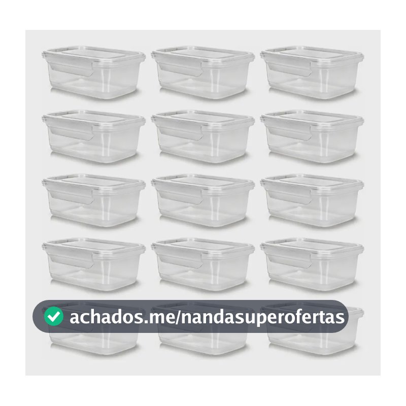 Kit 10 Potes 750ml Herméticos Travas Marmita Reutilizável Transparente