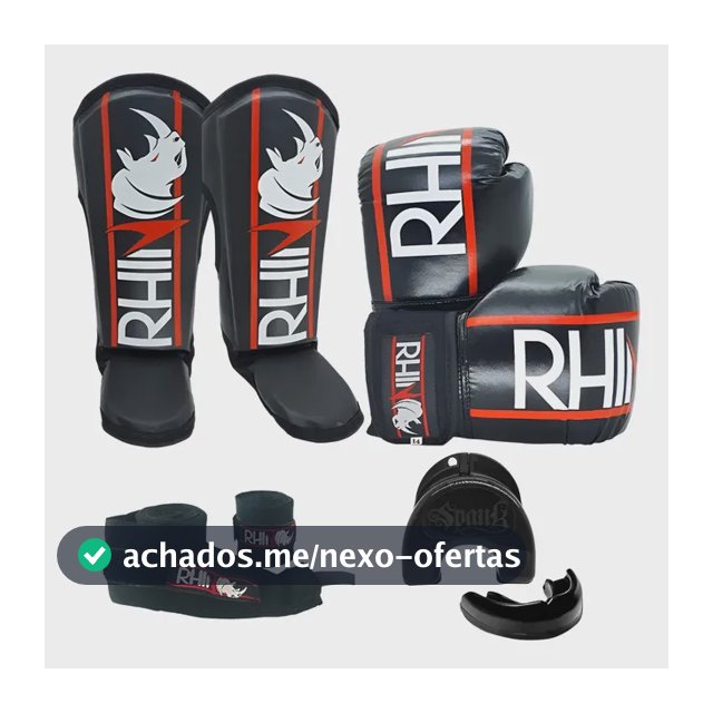 Kit Muaythai Kickboxing - Luva Boxe Caneleira Bandagem Bucal