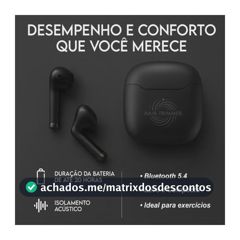 Fone De Ouvido Sem Fio Tws Bluetooth 5.1 Cancelamento Cvc Chamadas Hd Modo Jogo Baixa Latência Bateria Longa Estojo Magnético Controle Touch Som Premium Versão Avançada Cor Preto HAIR TRIMMER