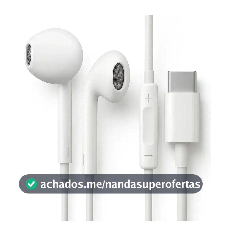 Fones De Ouvido Usb-c Tipo C Com Microfone Integrado Som Estéreo Alta Qualidade Controle De Chamadas Compatível Com iPhone 15 16 17 Android Samsung Xiaomi Motorola Conexão Direta Premium Eletric Teck