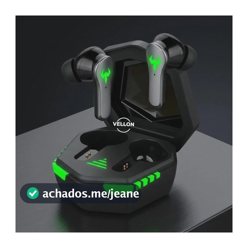 Fone de Ouvido Gamer In-ear Vellon TWS Bluetooth 5.0, com Microfone e Estojo de Carregamento