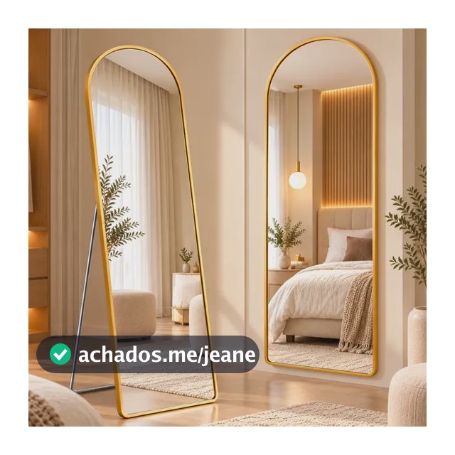Kit 2 Espelhos Corpo Inteiro 150x40cm Borda Dourada Grande Dourado