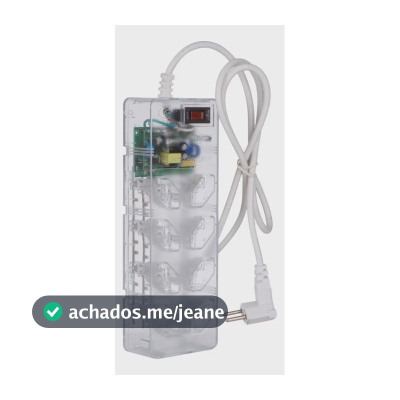 Filtro Dps Clamper Multi Proteção 8 Tomadas Contra Raios Cor Transparente
