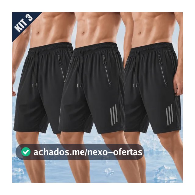 Kit 3 Bermuda Masculina Short Tactel Secagem Rápida Academia