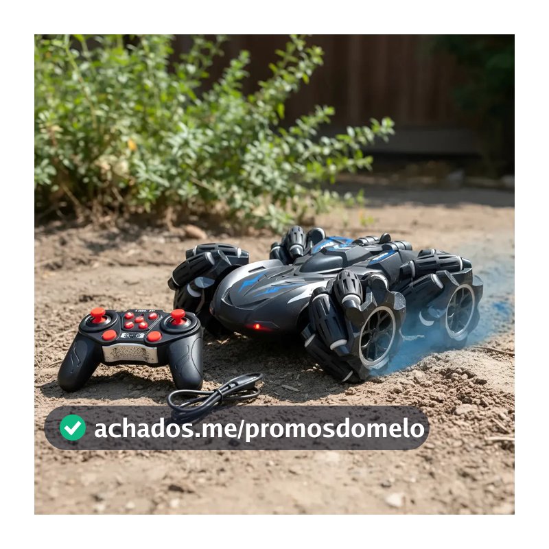 Carrinho Controle Remoto 9 Funções Drift Gira 360 Recarregável Preto Criança Ninho Boy