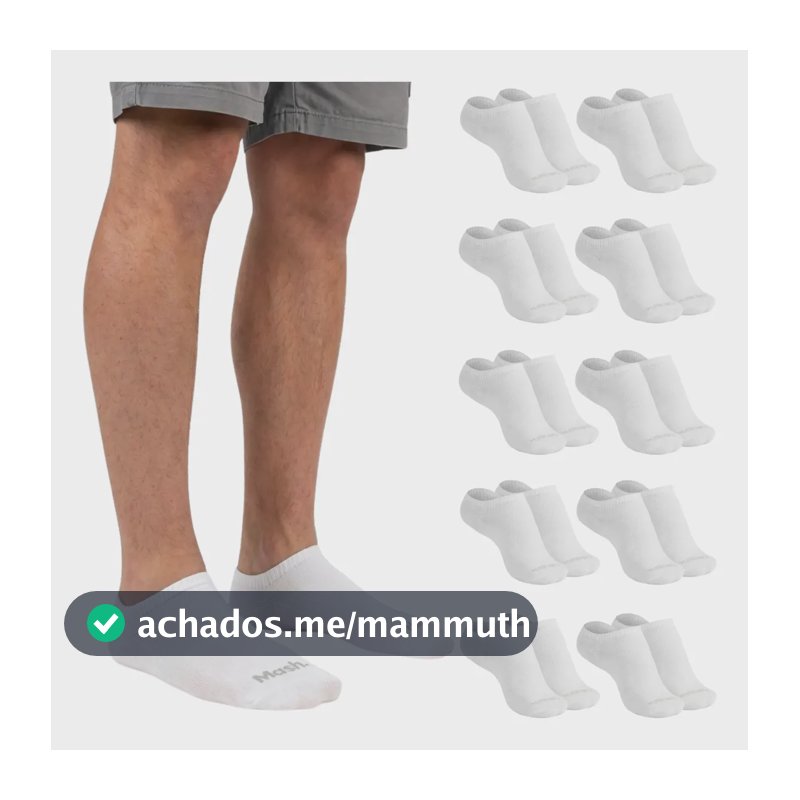 Kit 10 Pares Meia Invisível Soquete Algodão Confortável Mash 10 Brancas Meia Invisível Meia Cano Curto Meia Masculina Meia Feminina G ( 39 A 44 ) Meia Masculina Meia Feminina Meia Algodão