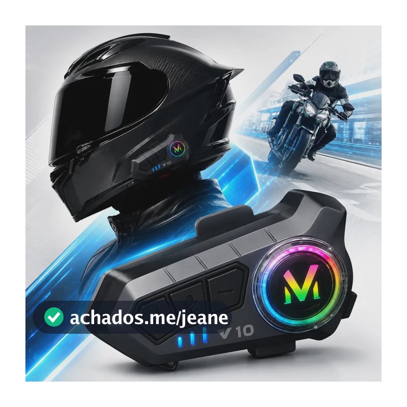 Fone Bluetooth Capacete Moto NeoXtek V10 Resistência Água IPX6