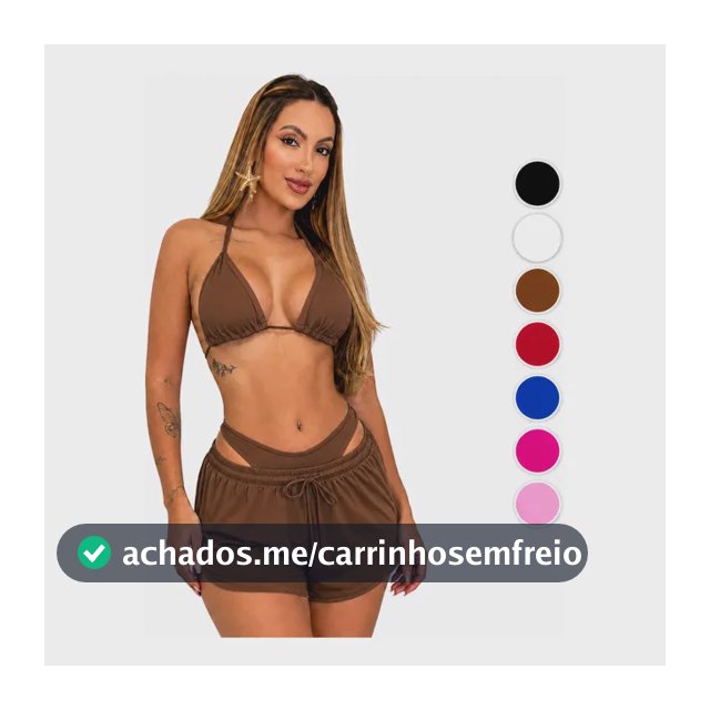 Conjunto Biquíni Short 3 Peças Tendência Saída Praia Piscina