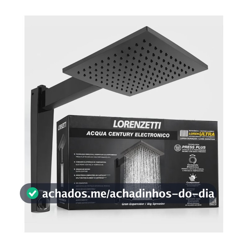 Chuveiro Ducha Acqua Century Eletrônico Preto Lorenzetti Preto 110v/5500w
