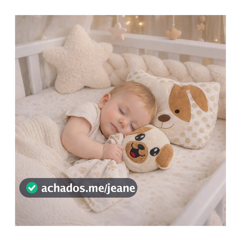 Kit Naninha Pelucia + Travesseiro Bebe Anatomico Almofada Cachorrinho