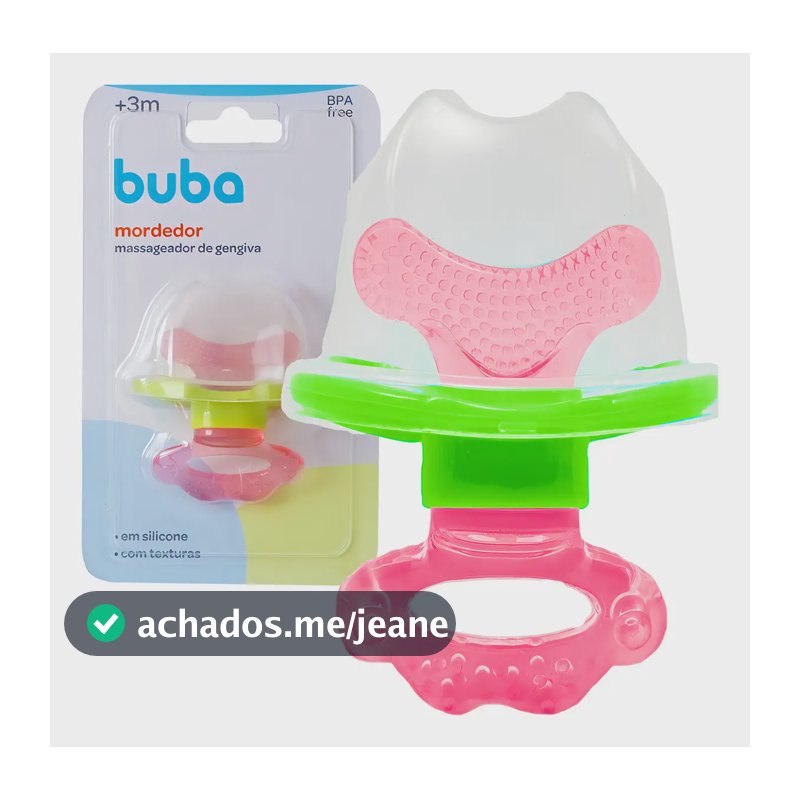 Mordedor Para Bebê Buba Mordedor Com Massageador Chupeta Silicone Rosa/verde