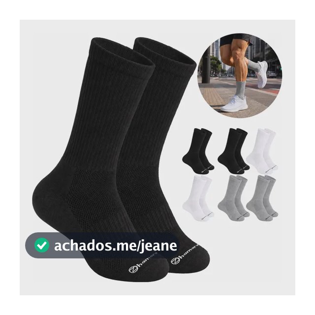 Kit 6 Pares Meias Zhamaro Algodão Cano Longo Alto Atoalhada