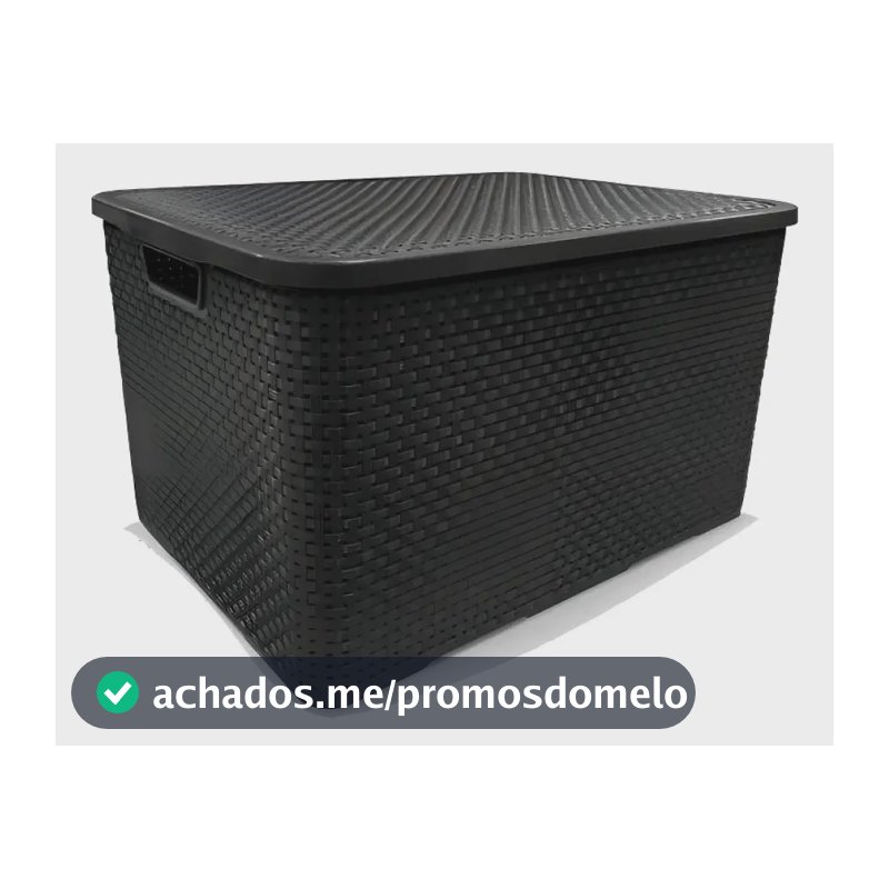 Cesto - Caixa Organizadora Rattan - 20 Litros - Preto Preto Rattan