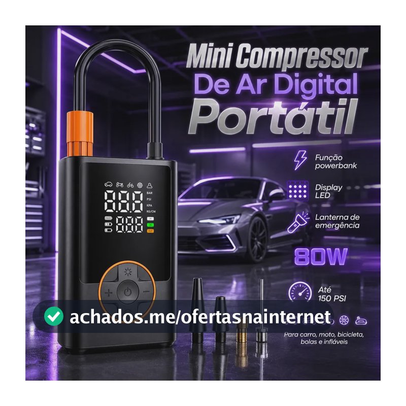 Compressor De Ar Portátil Blackone 4000mah USB-C Digital Carro Moto