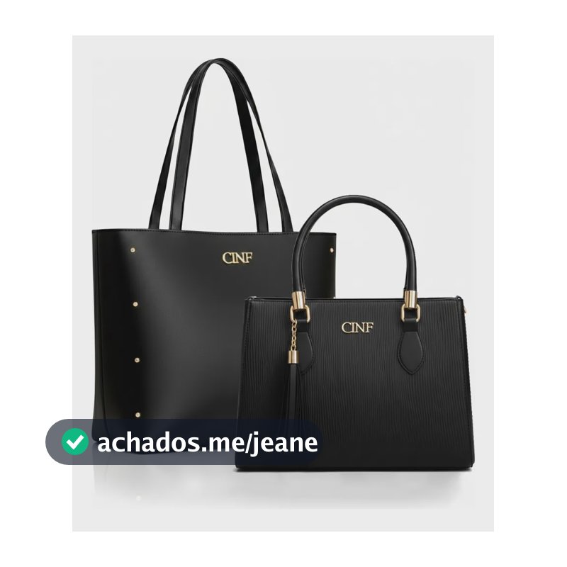Bolsa Sacola Grande + Transversal Média Kit Com 2 Peças Cor Preta